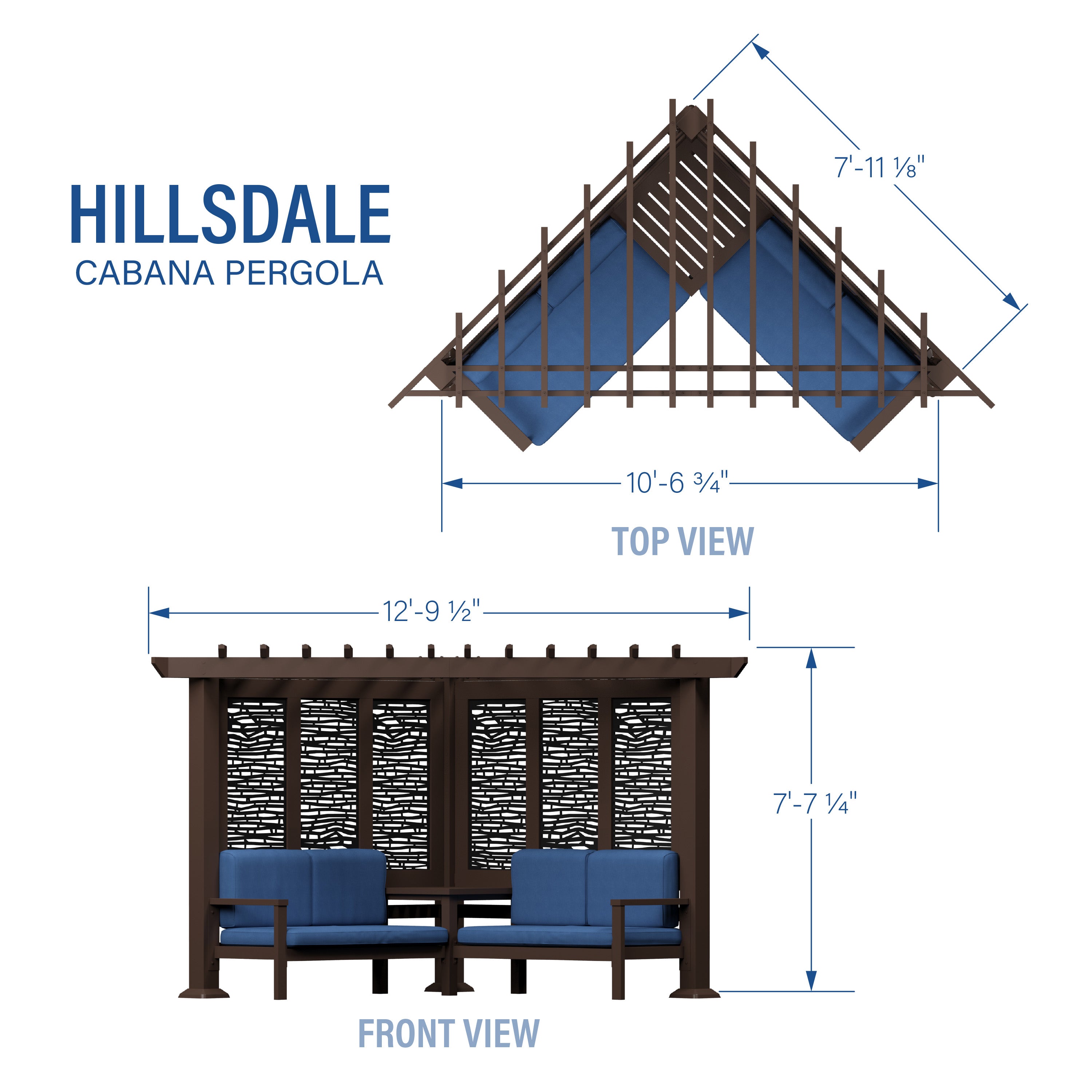 Hillsdale Traditional Steel Cabana Pergola with Conversational Seating