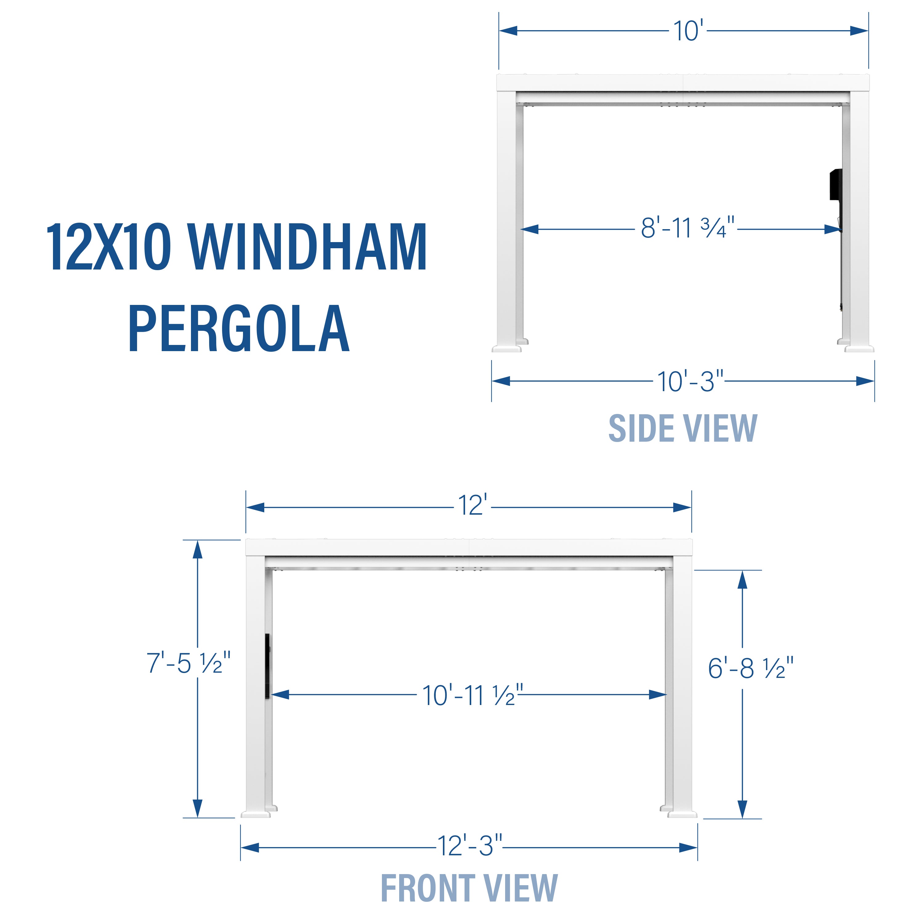 12x10 Windham Modern Steel Pergola With Sail Shade Soft Canopy