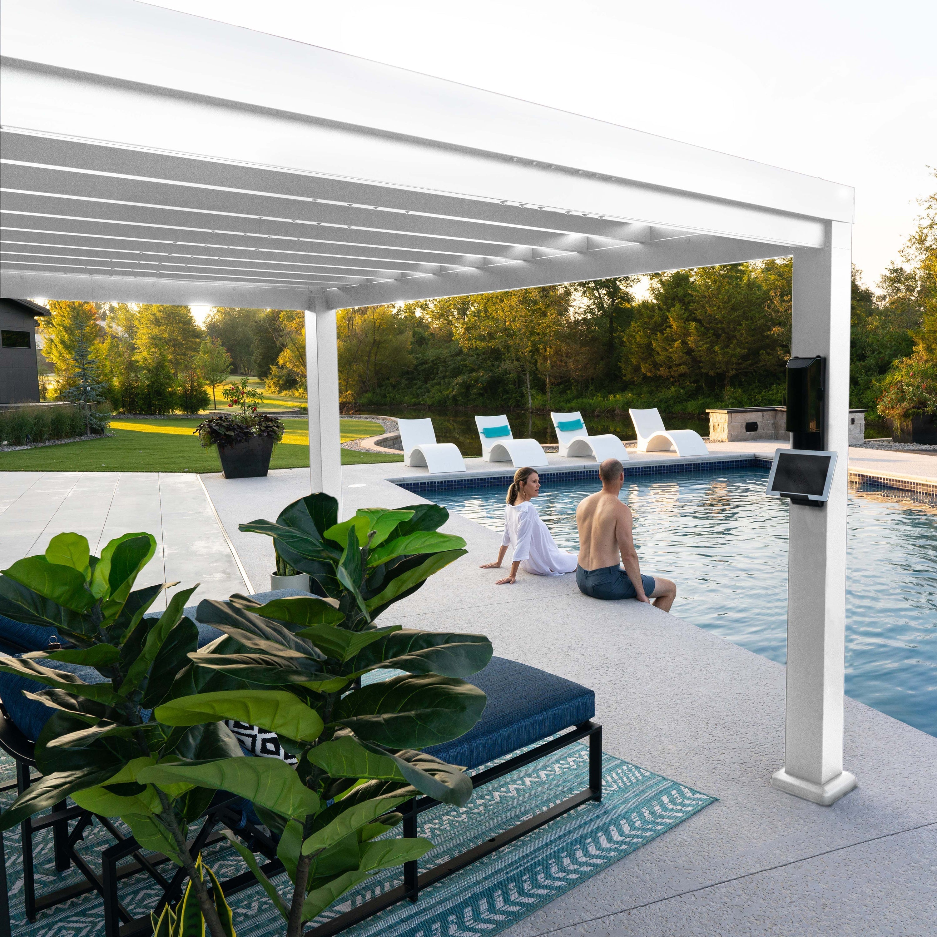 12x10 Windham Modern Steel Pergola With Sail Shade Soft Canopy