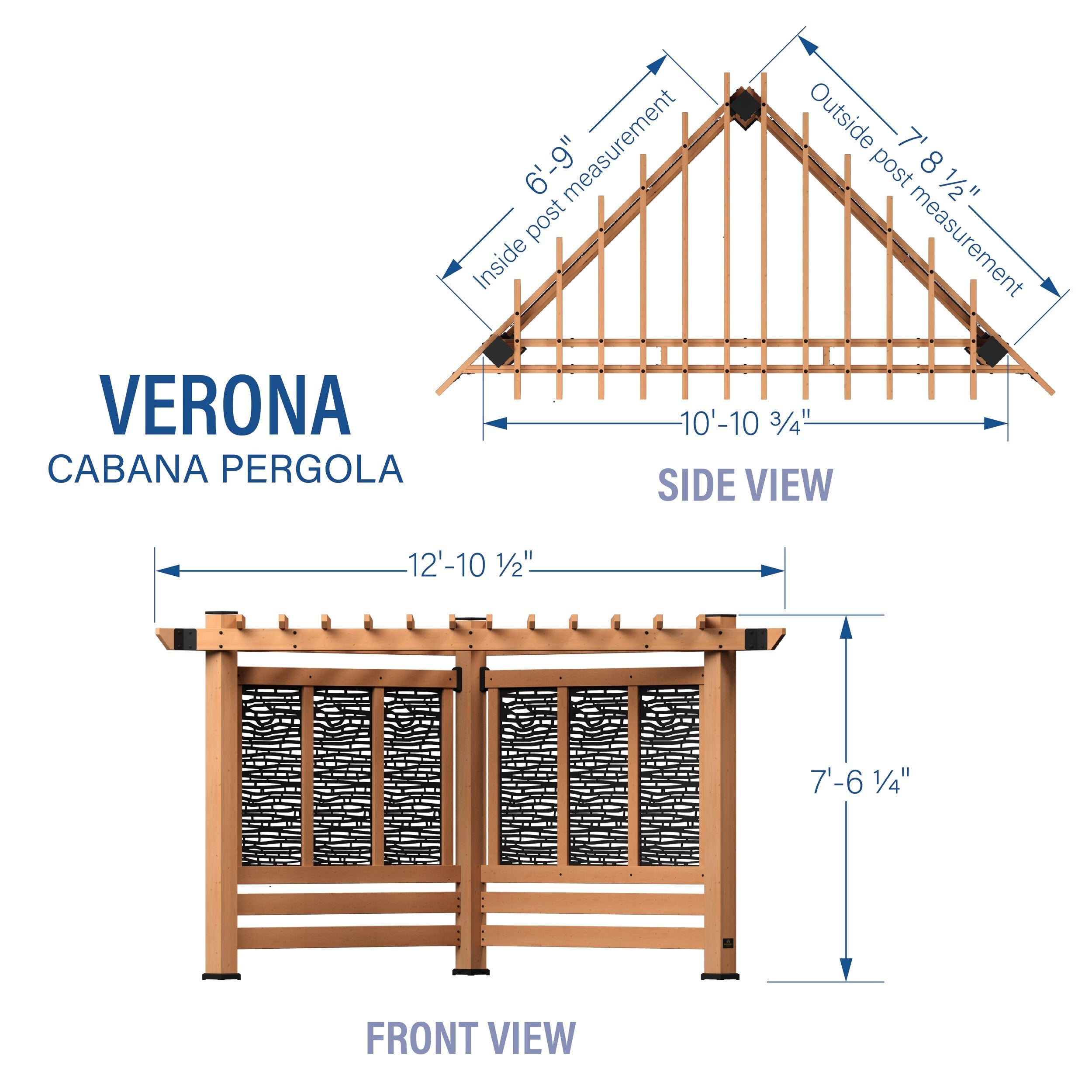Verona Cabana Pergola-Bamboo Panels
